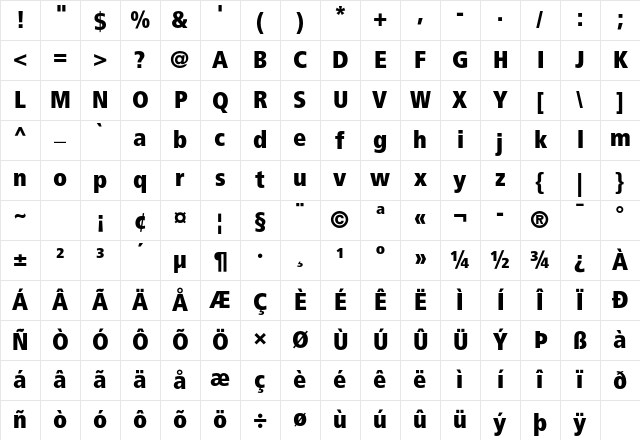 Frutiger LT Std 87 Extra Black Condensed Character Map Frutiger LT Std 87 Extra Black Condensed Character Map