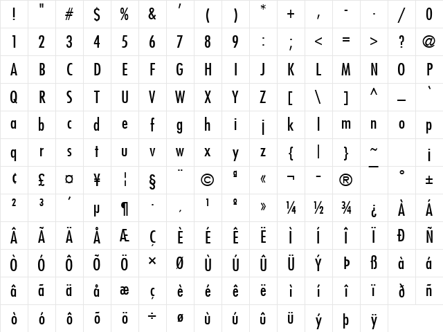 Fuji Normal Character Map Fuji Normal Character Map