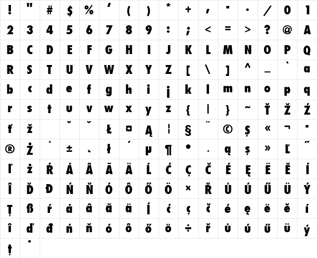 FujiyamaExtraBold Normal Character Map