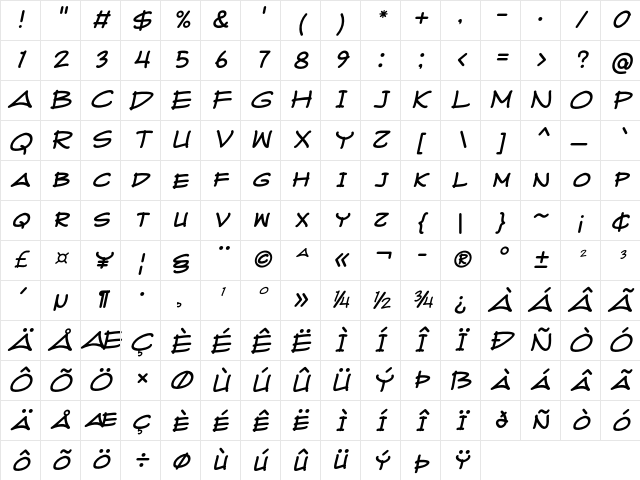 Fuki Maki Italic Character Map