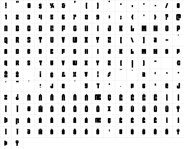 Funk Machine Condensed Condensed Character Map Funk Machine Condensed Condensed Character Map