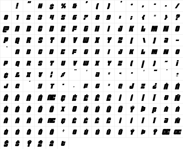 Funk Machine Italic Character Map Funk Machine Italic Character Map