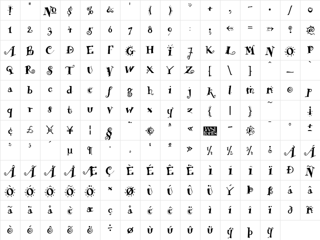 Funstuff Bold Character Map Funstuff Bold Character Map