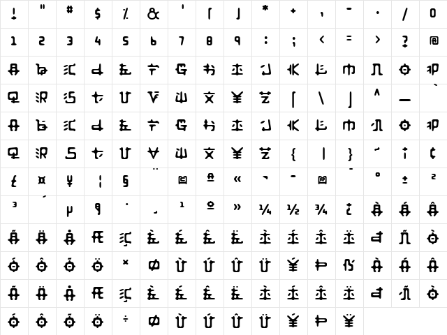 Fusaka Regular Character Map Fusaka Regular Character Map