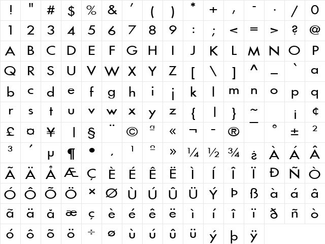Fusi-Wide Normal Character Map Fusi-Wide Normal Character Map