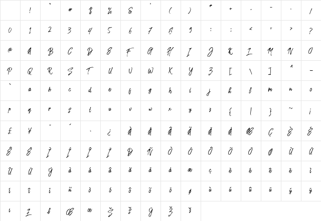 Fusterd Brush Regular Character Map Fusterd Brush Regular Character Map