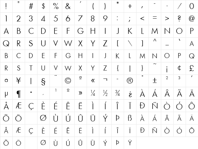 FutenaExpBook Normal Character Map