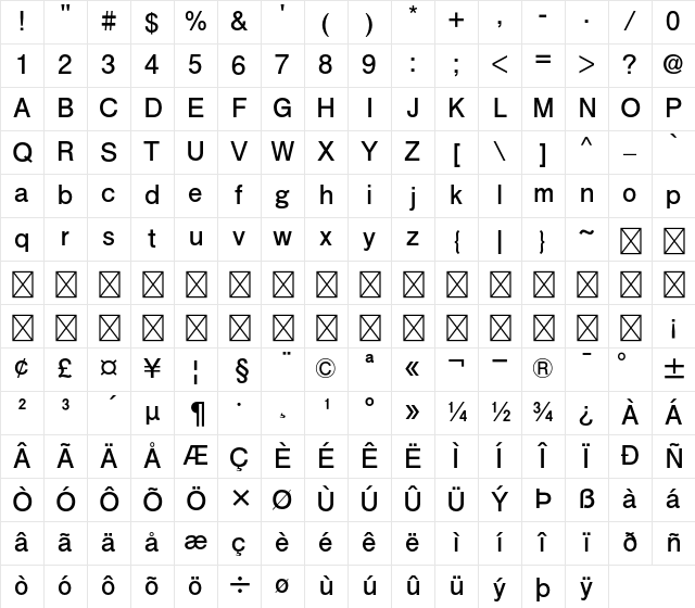 A-OTF Futo Go B101 Pr6 Bold Character Map