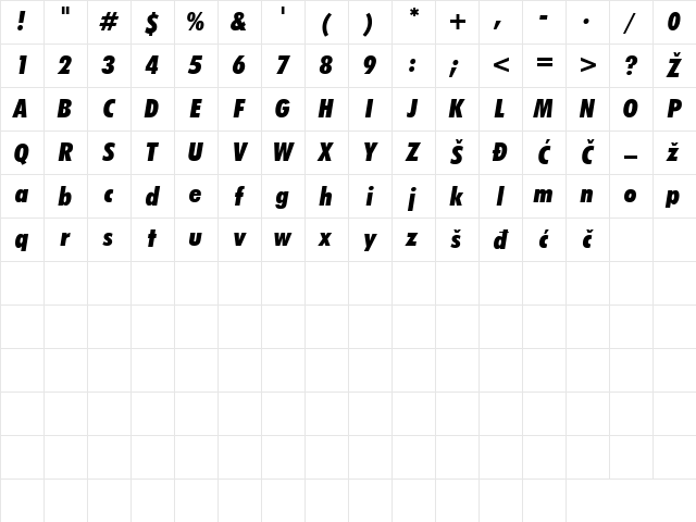 Futura Extra Black Condensed I Extra Black Italic Character Map Futura Extra Black Condensed I Extra Black Italic Character Map