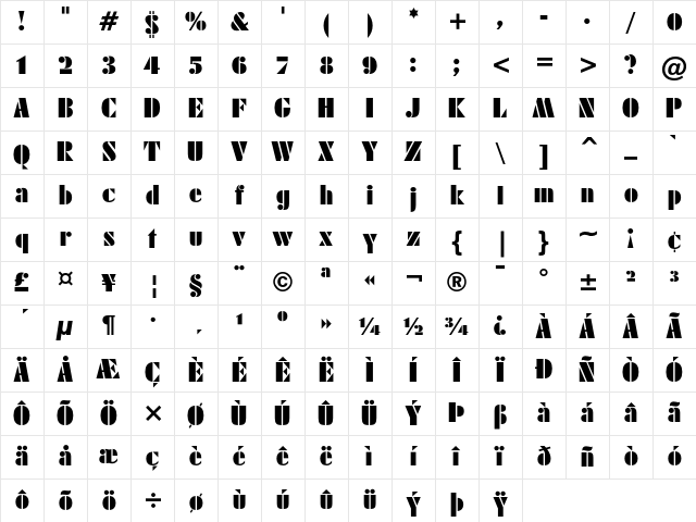 Futura Black Regular Character Map Futura Black Regular Character Map