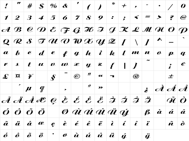 Ariston Wd Regular Character Map