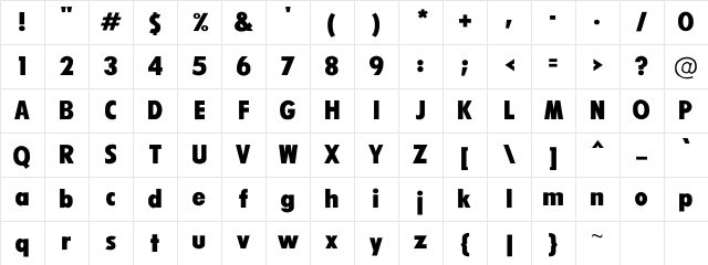 FuturaExtraBold Regular Character Map