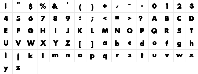 FuturaExtraBold Regular Character Map