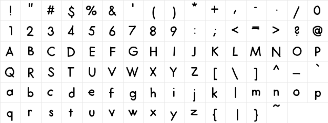 FuturaHand Medium Character Map
