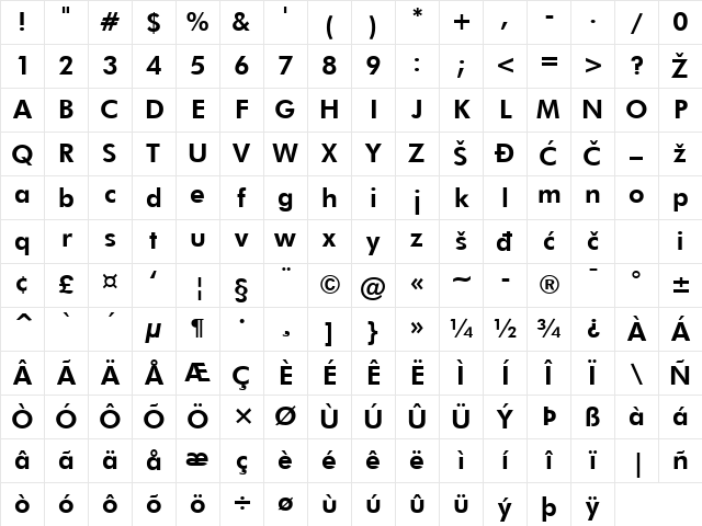 FuturaHeavy Regular Character Map