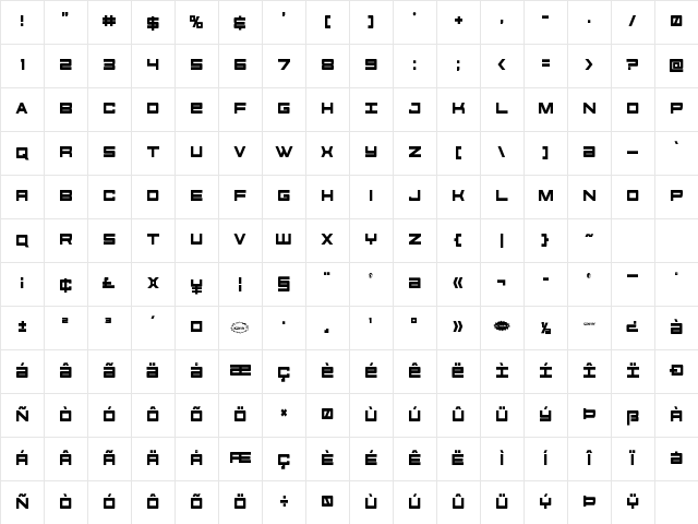 Future Forces Condensed Condensed Character Map