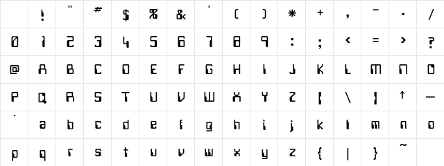 Future Regular Character Map