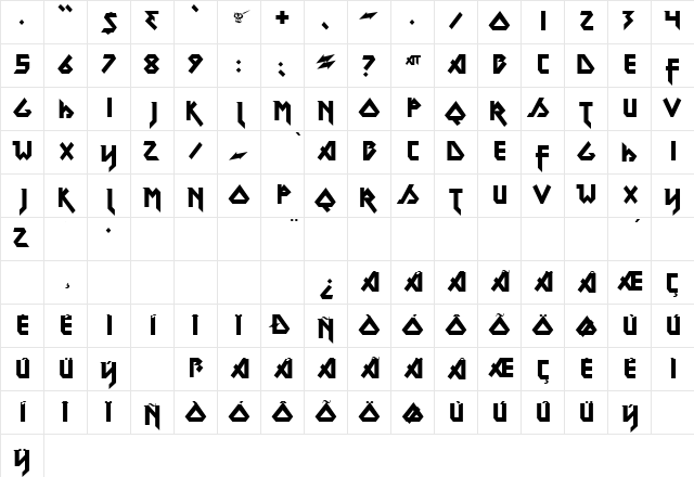 Metal Lord Regular Character Map