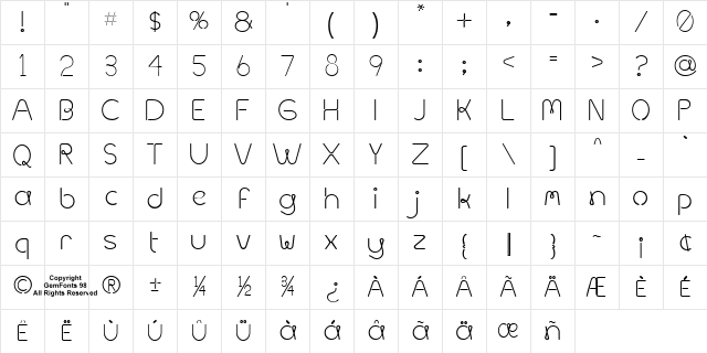 Metal Spagetti Regular Character Map