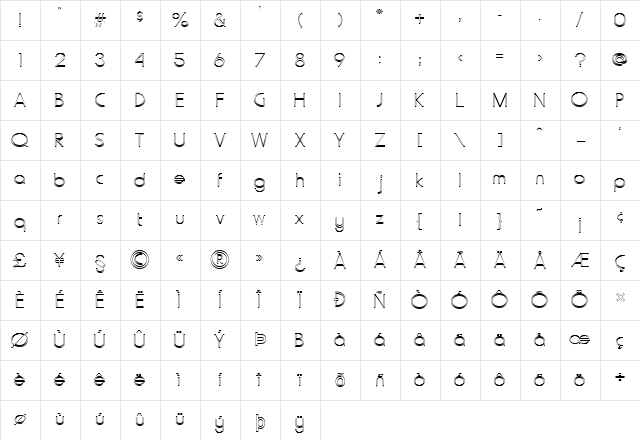 FZ BASIC 20 HOLLOW Normal Character Map FZ BASIC 20 HOLLOW Normal Character Map