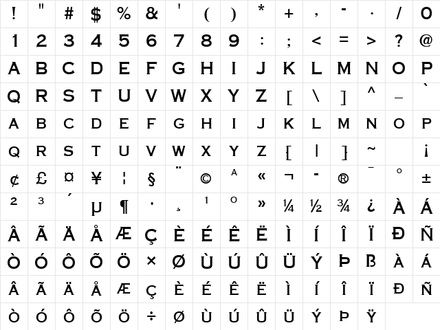 Metalcut Bold Character Map