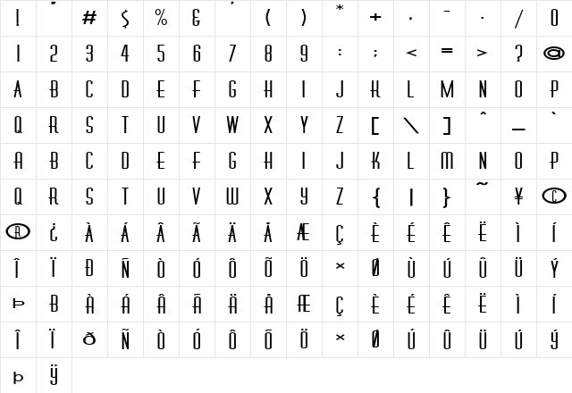 FZ BASIC 40 EX Normal Character Map