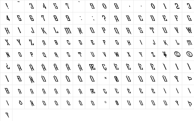 FZ BASIC 41 LEFTY Normal Character Map FZ BASIC 41 LEFTY Normal Character Map