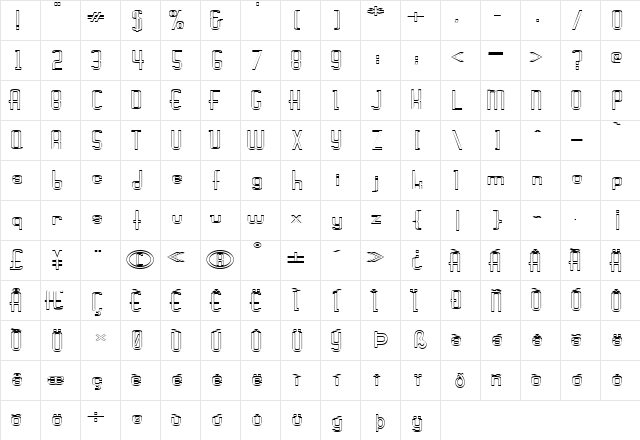 FZ BASIC 44 HOLLOW EX Bold Character Map