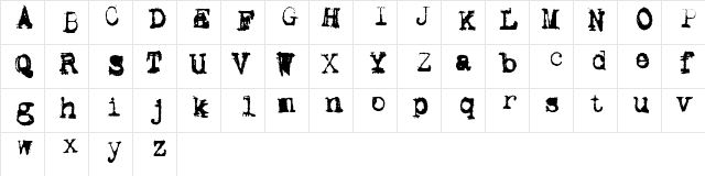 Metalic Avacodo Regular Character Map