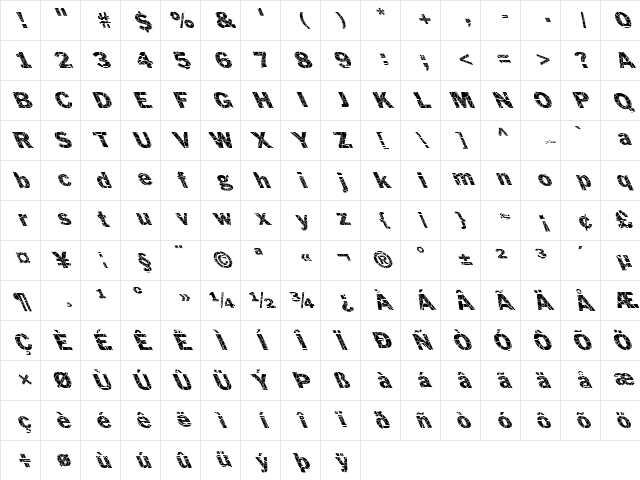 FZ BASIC 56 CRACKED LEFTY Normal Character Map