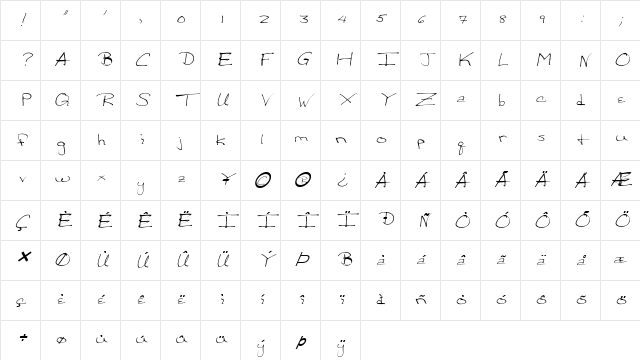 FZ HAND 24 ITALIC Normal Character Map