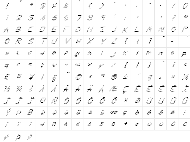FZ HAND 5 SPOTTED ITALIC Normal Character Map