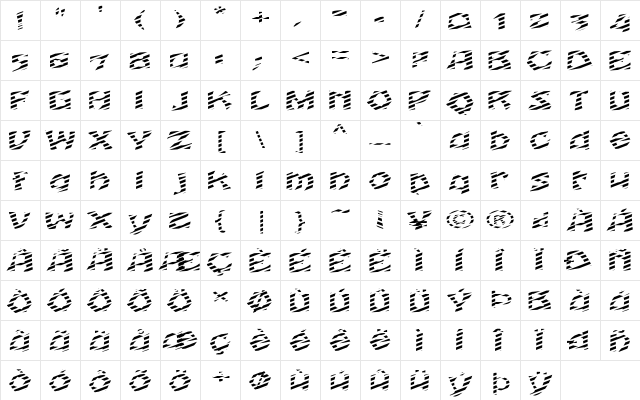 FZ JAZZY 12 STRIPED EX Normal Character Map