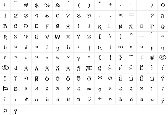FZ JAZZY 21 CRACKED EX Normal Character Map