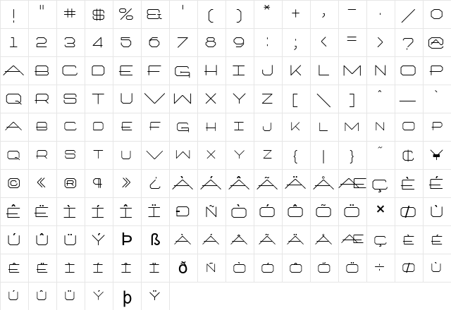 FZ JAZZY 27 Normal Character Map