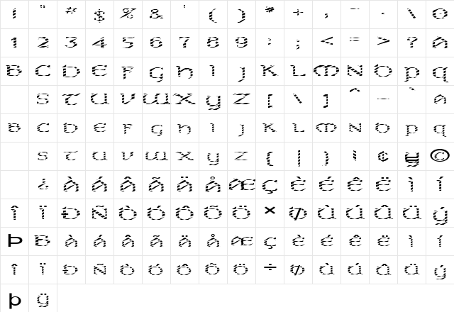 FZ JAZZY 31 STRIPED EX Normal Character Map