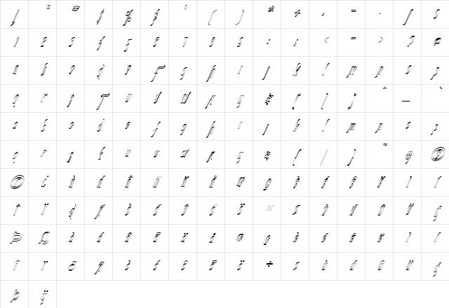 FZ JAZZY 35 HOLLOW ITALIC Normal Character Map FZ JAZZY 35 HOLLOW ITALIC Normal Character Map
