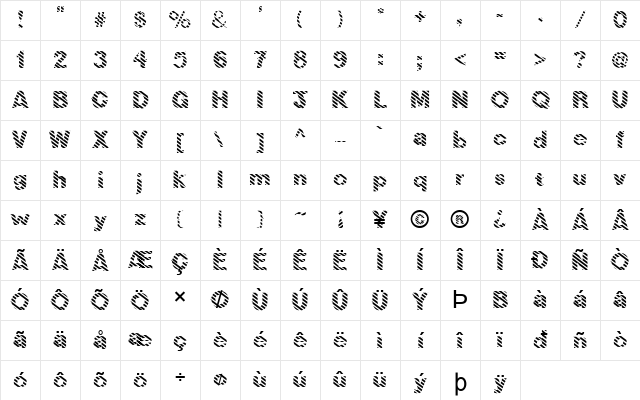 FZ JAZZY 36 STRIPED Normal Character Map