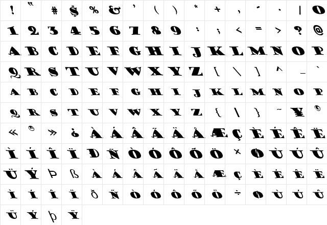 FZ JAZZY 38 LEFTY Normal Character Map