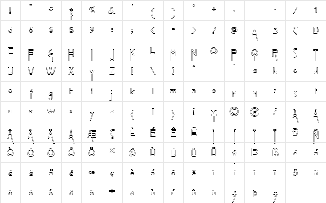 FZ JAZZY 45 HOLLOW Normal Character Map FZ JAZZY 45 HOLLOW Normal Character Map
