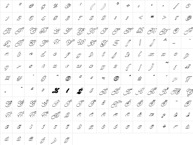 FZ JAZZY 49 HOLLOW ITALIC Normal Character Map FZ JAZZY 49 HOLLOW ITALIC Normal Character Map