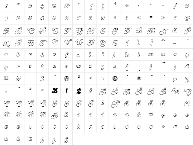 FZ JAZZY 49 HOLLOW Normal Character Map FZ JAZZY 49 HOLLOW Normal Character Map