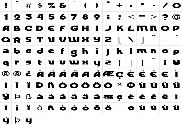 FZ JAZZY 52 EX Normal Character Map