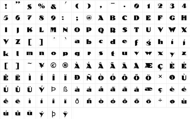 FZ JAZZY 53 Normal Character Map