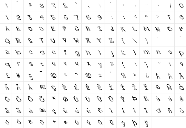 FZ JAZZY 7 STRIPED LEFTY Normal Character Map