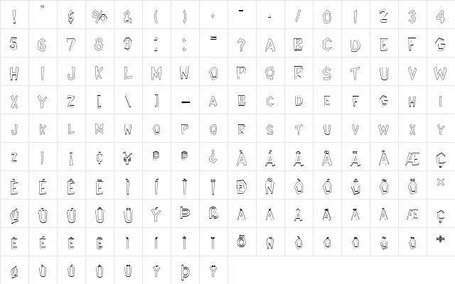 FZ JAZZY 8 HOLLOW Normal Character Map FZ JAZZY 8 HOLLOW Normal Character Map