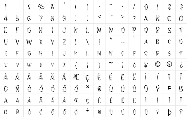 FZ JAZZY 8 STRIPED Normal Character Map FZ JAZZY 8 STRIPED Normal Character Map