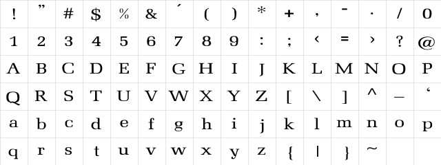MeteorBold Regular Character Map