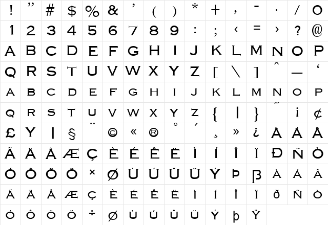 FZ ROMAN 13 Light Character Map FZ ROMAN 13 Light Character Map