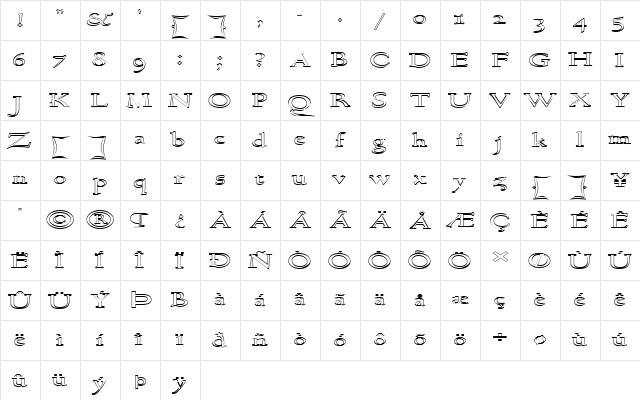 FZ ROMAN 17 HOLLOW EX Normal Character Map